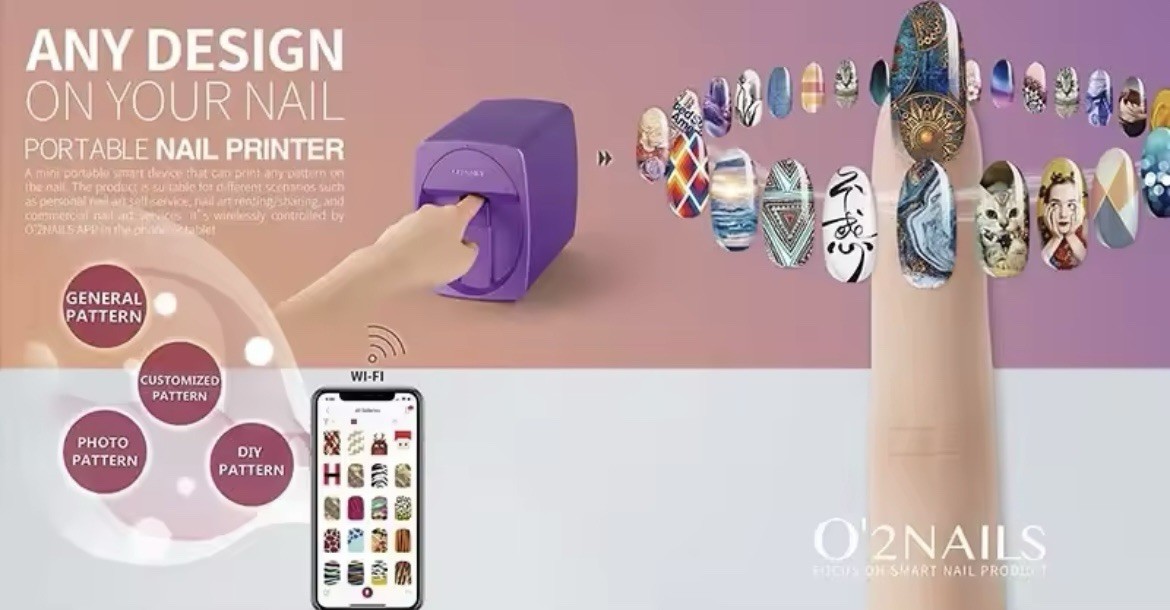 O’2NAILS Nail Art Printer M1 Rose Gold WiFi App Control Print Any Image NEW