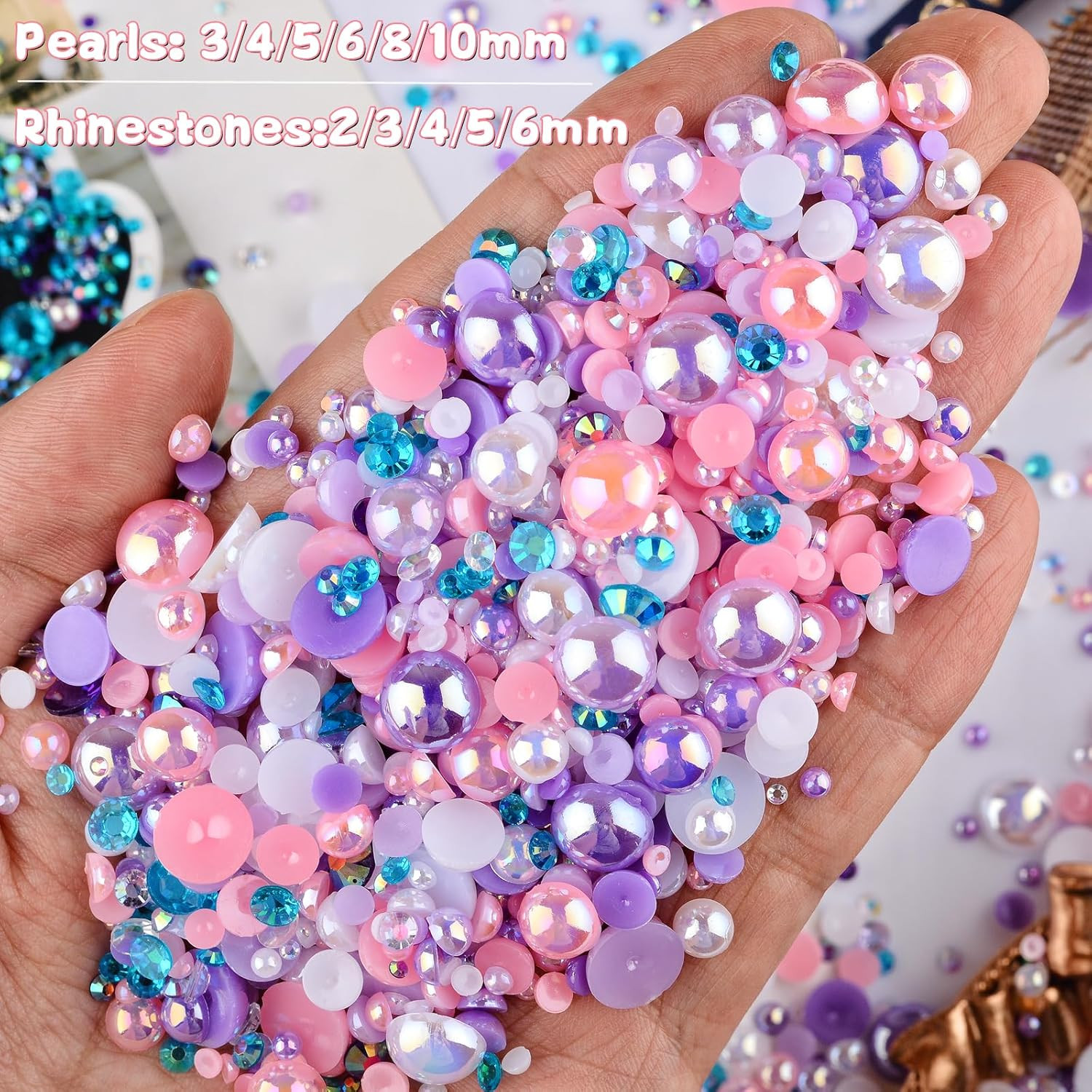 3900+ Pcs Rhinestones and Pearls Kit, 2-10Mm Flatback Gems for Nail Art, Tumbler