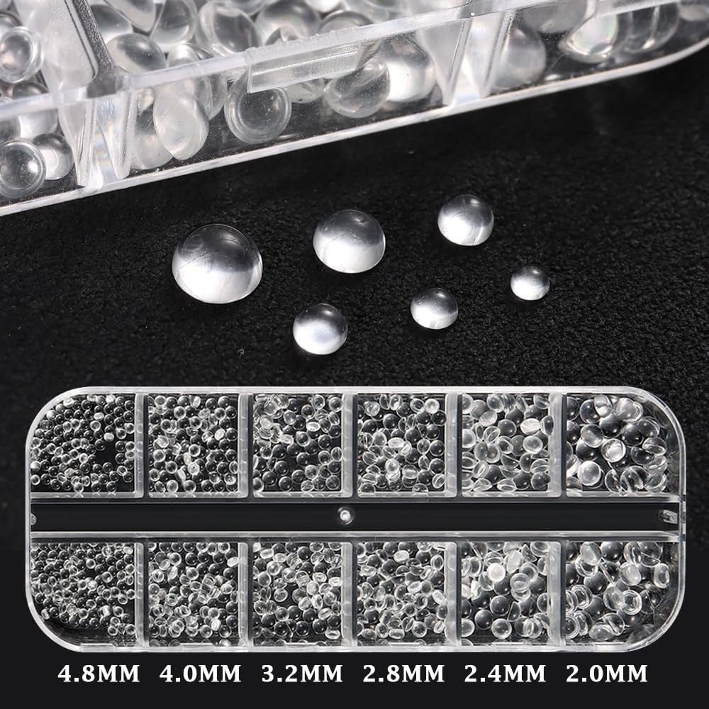 3D Clear Bubble Beads Nail Art Charms, Mixed Sizes Glass Flatback Rhinestones