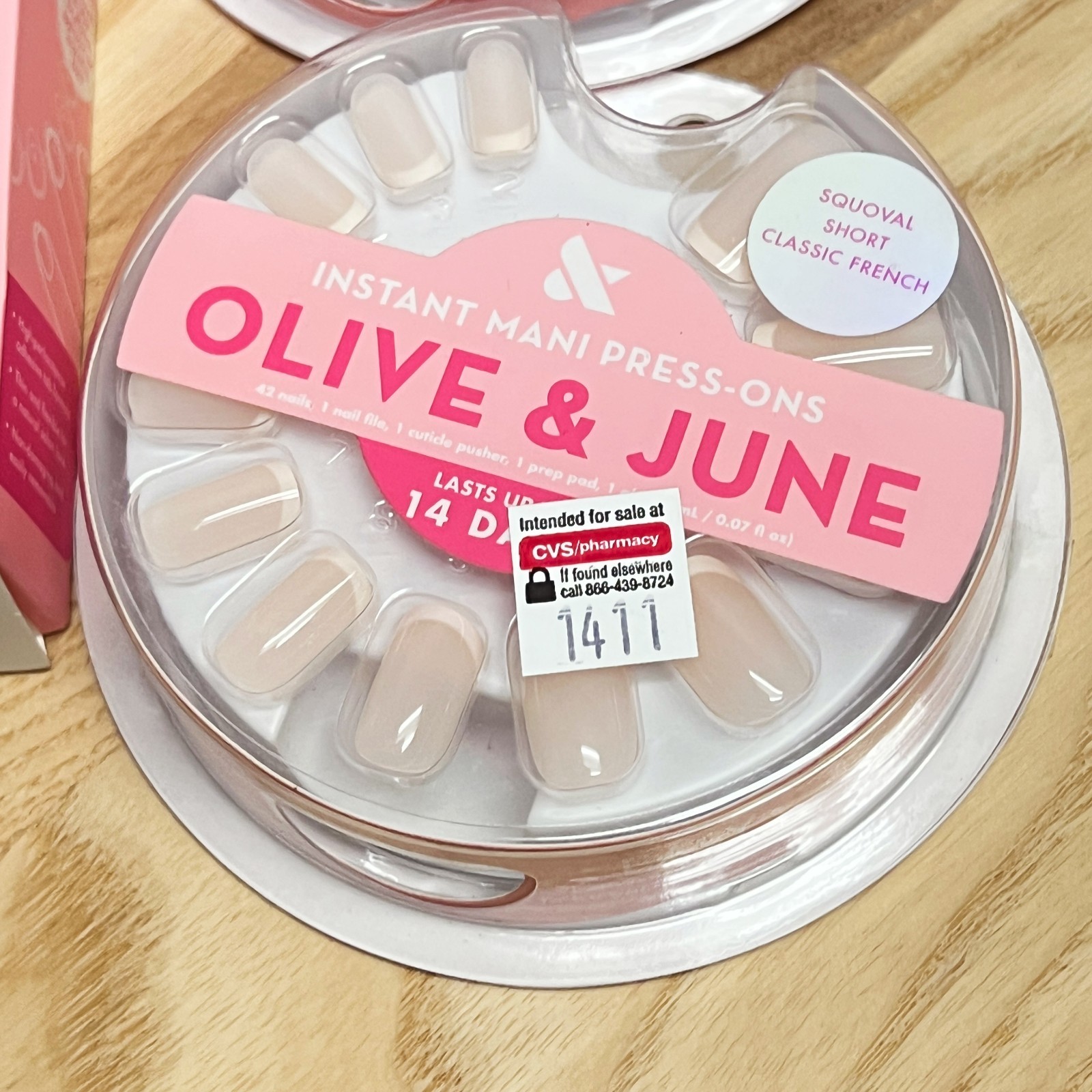 3X Olive & June Short Press-On Nails Squoval & Round NEW French Tip Checkerboard