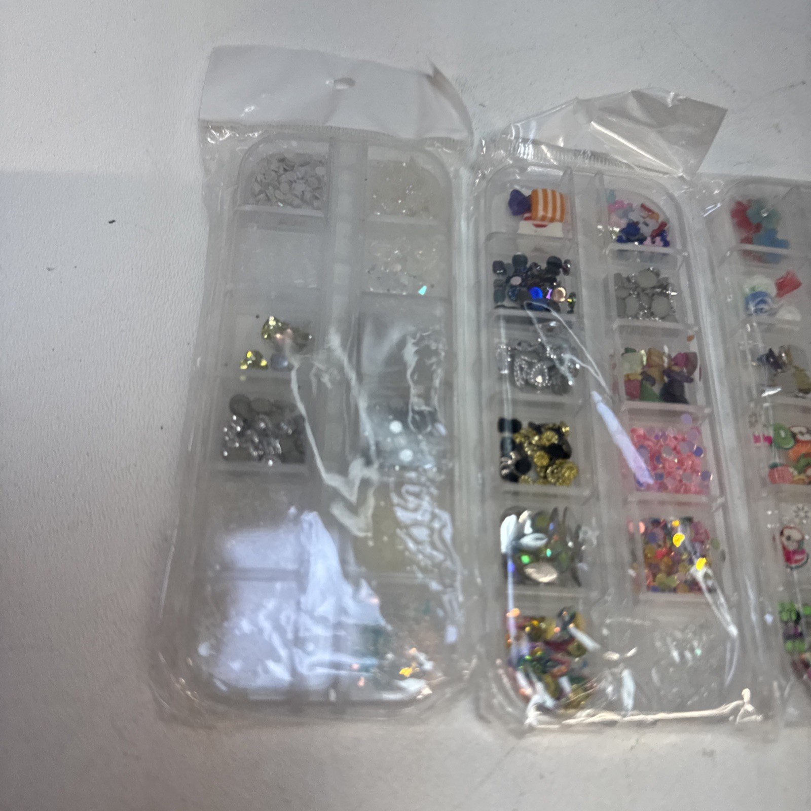 Lot Of 24 Nail Art Supplies Rhinestone Gems Glitter Pearls Studs & Nail Dremmel