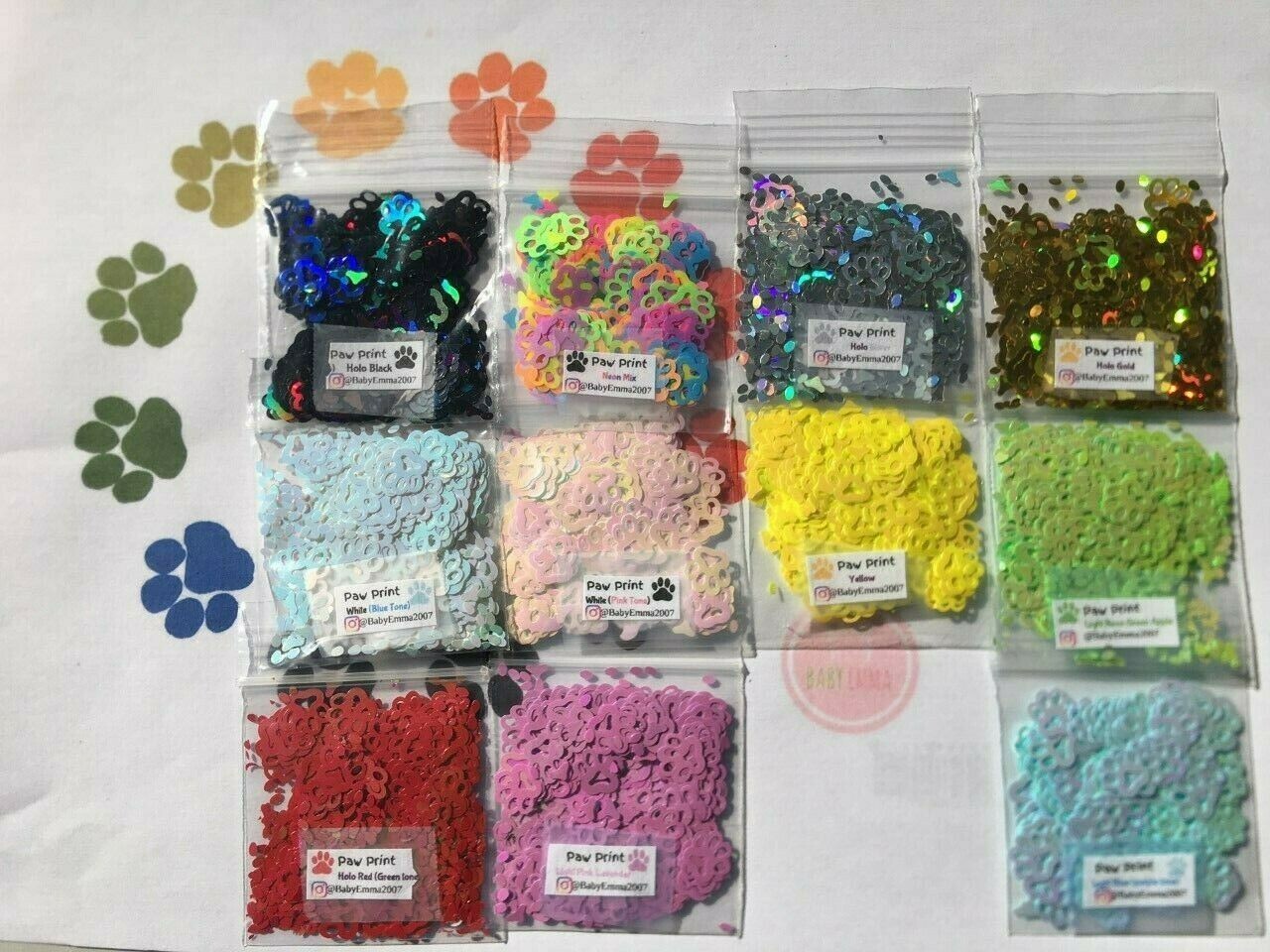 Solvent Resistant Pet PAW/DogPaw shape Glitter(U Pick Color)Nail Art Face Crafts
