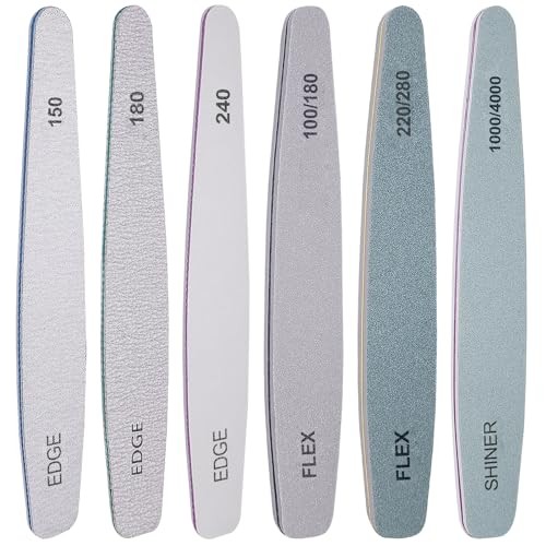 Nail File and Buffer Set, 6 Pcs Professional Nail File Kit for Acrylic and