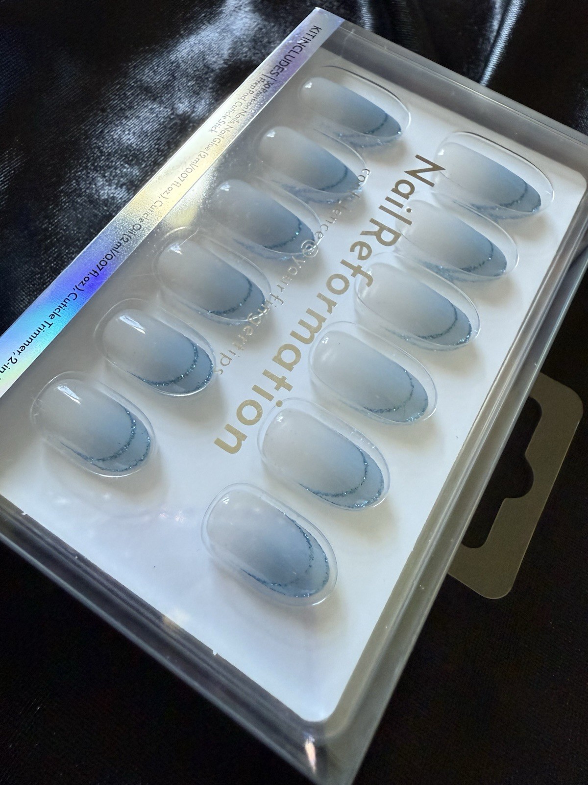 Nail Reformation Press On Nails, Short Blue French Lining~Includes Free Gifts❣️