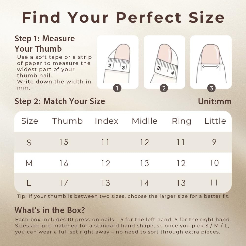 10PCS Handmade Press On Nails REUSABLE 3D Fake Nails Acrylic Slim Natural Pro…
