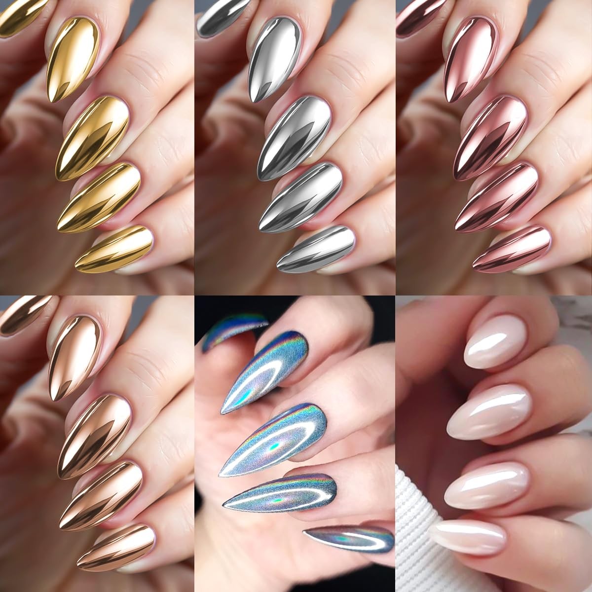 SUTOZMIWE Chrome Nail Powder and 3D F-137+G-427+D003+1pcG-261-05+6pcBrushes