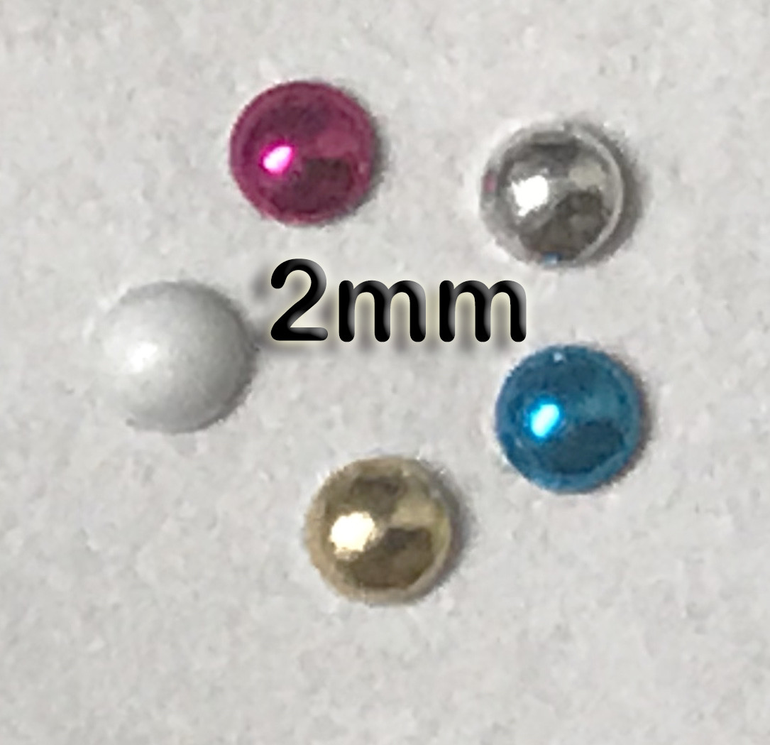 500 round half 2mm metal 3D nail art decoration rhinestone studs accessories