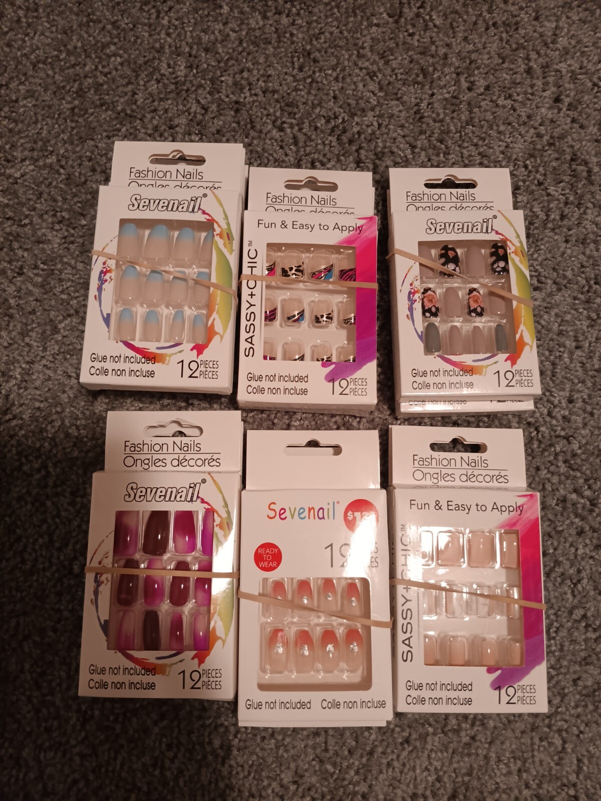 Large Lot Of Glue On Nails. 68 Boxes Total. 3 Acrylic Sculpture Kits. New.
