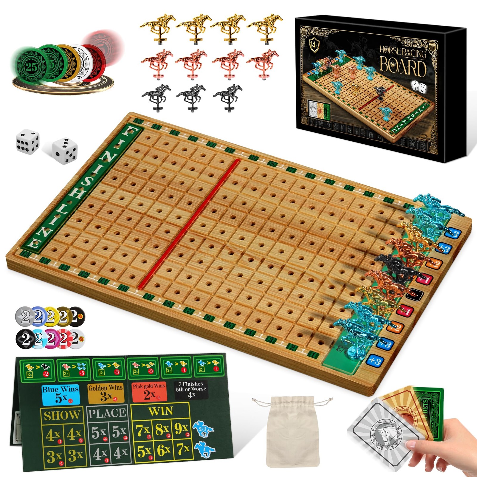 Premium Horse Racing Game with 16 inches (L) x 11 (W) x 0.1 (H)