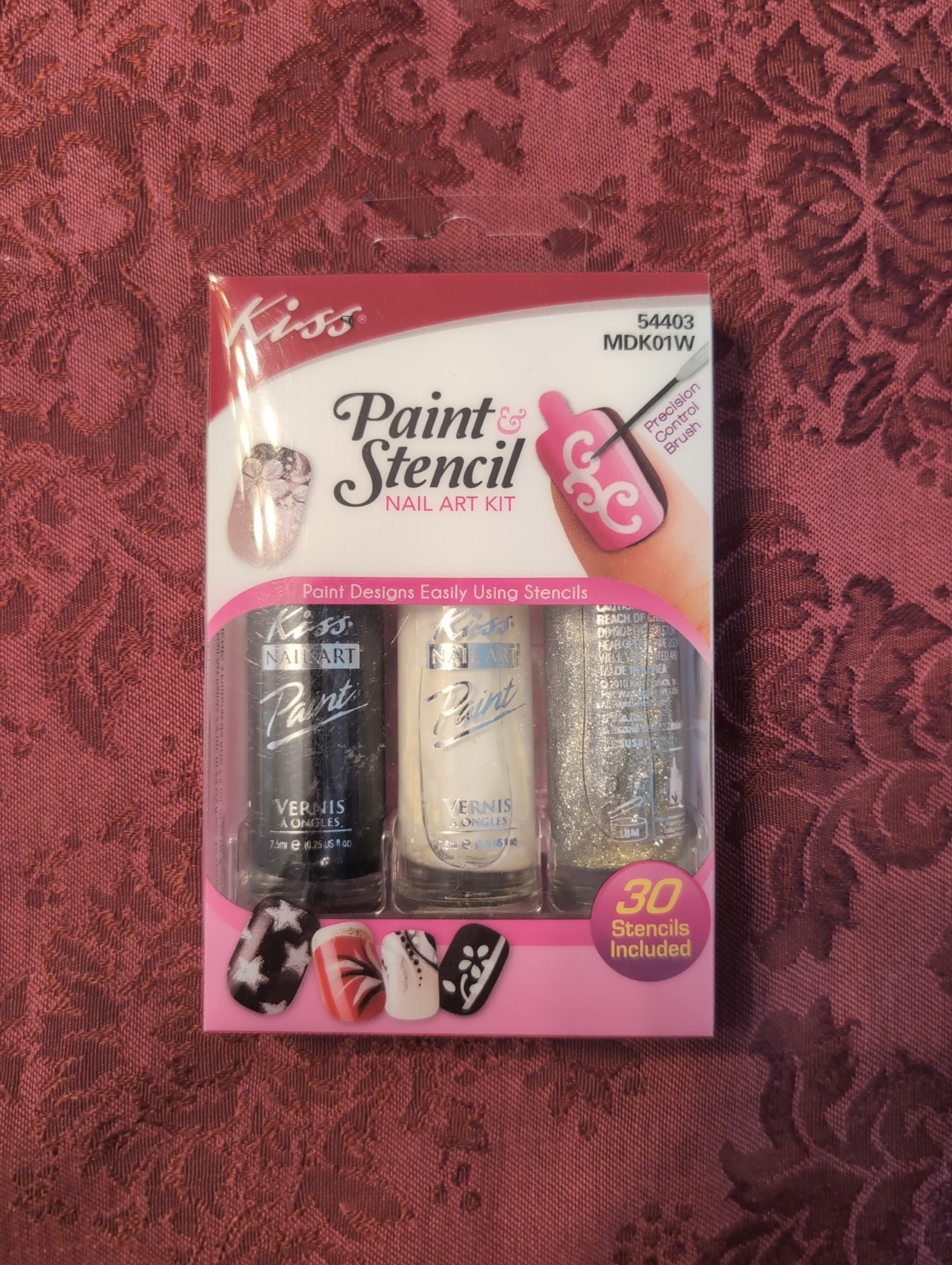 KISS Nail Art Paints w/ Bonus Stencils 54403 MDK01 UNSEALED nib