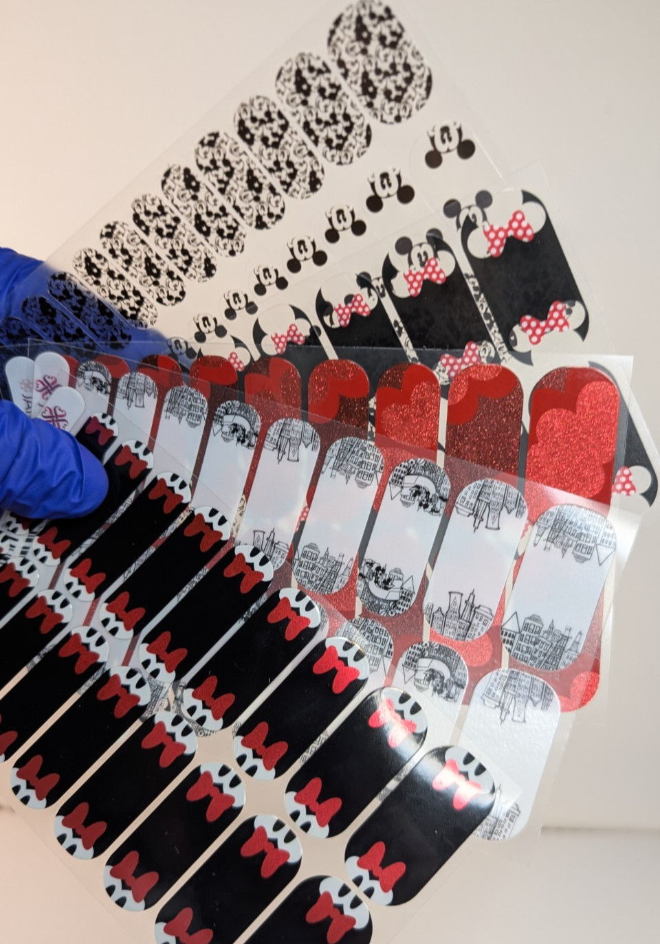 Jamberry Nail Wraps Full Sheets – Minnie Mickey Disney Red Black White Lot of 5