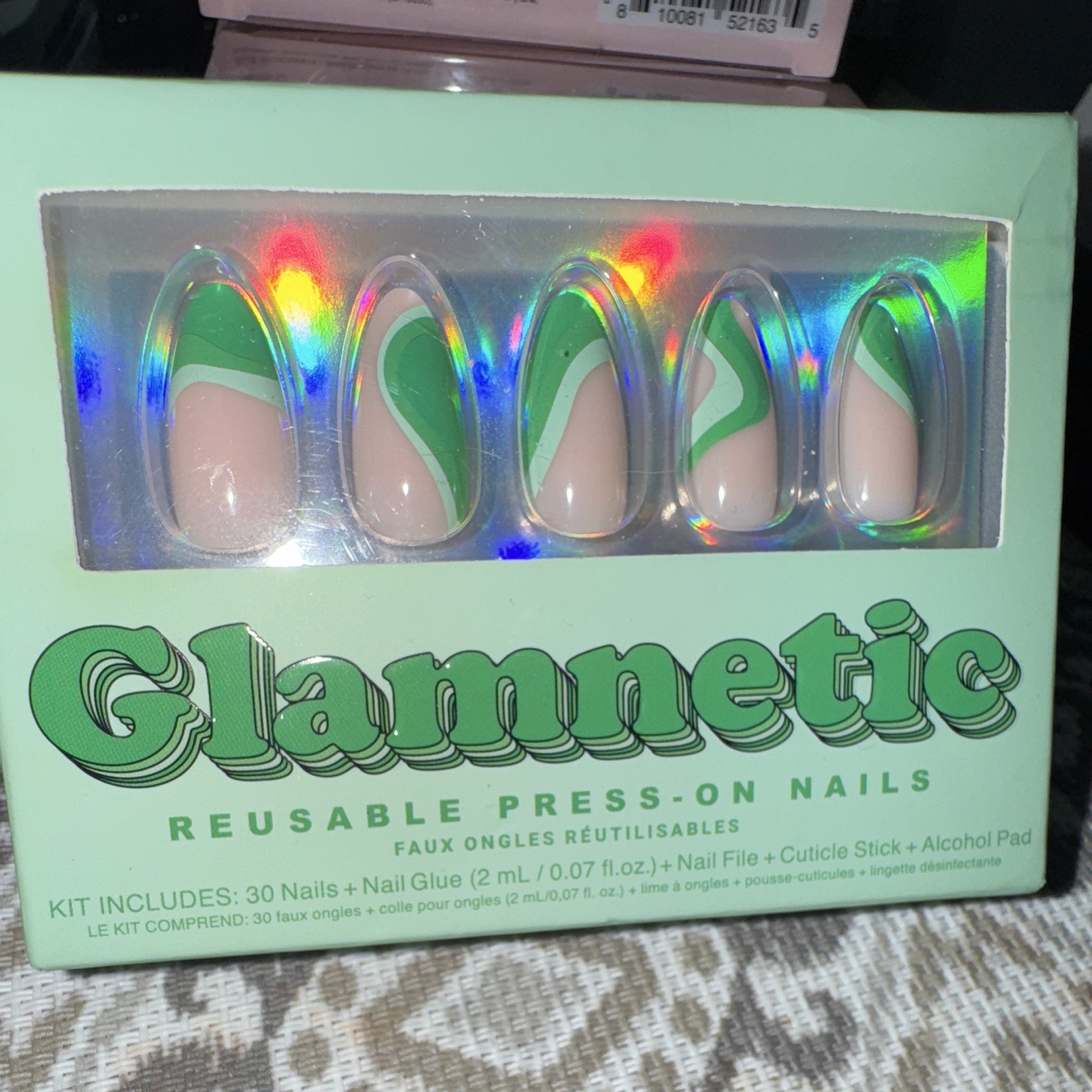 Glamnetic Reusable Press-On Nails GROOVY GREEN Glitter