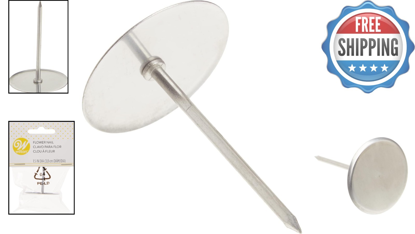 Professional-Grade 1.5-Inch Flower Nail – Precision Icing Tool in Silver