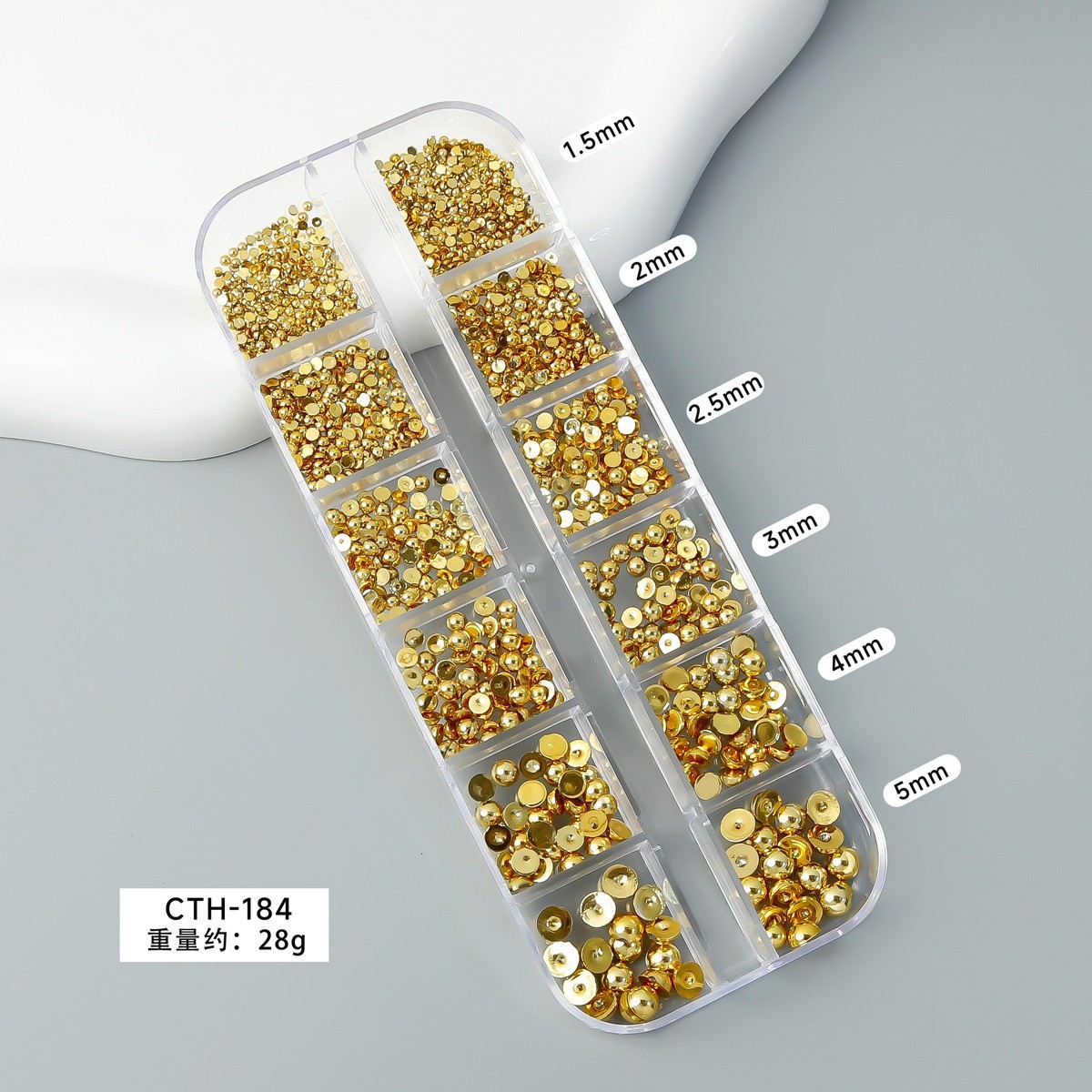 6/12-Grid Nail Steel Beads Set Caviar Beads Gold Silver Half Pearls for Nail Art