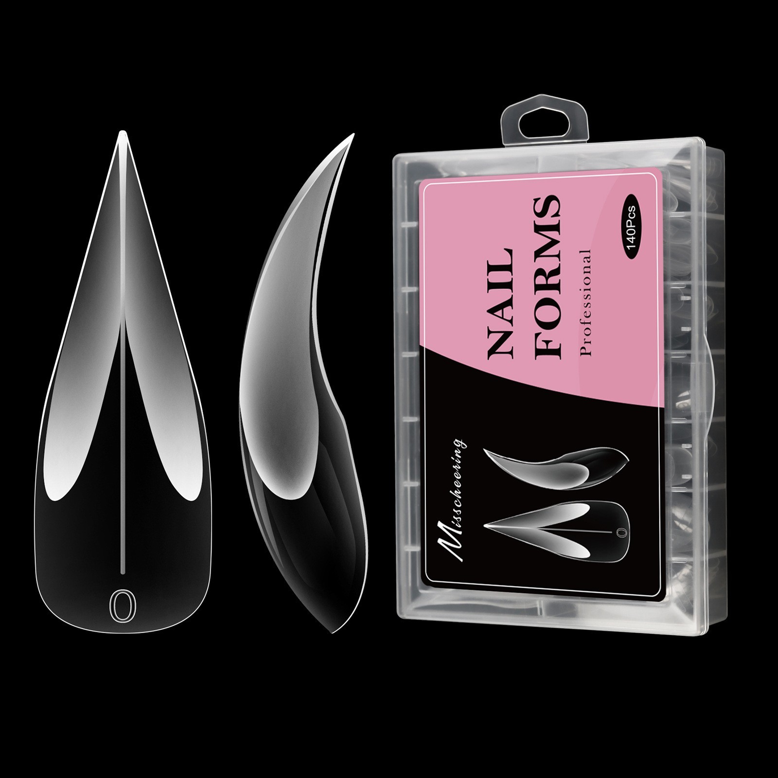 140Pcs/Box Curved Stiletto Claw Shape Nail Forms for Finger Full Cover Nails