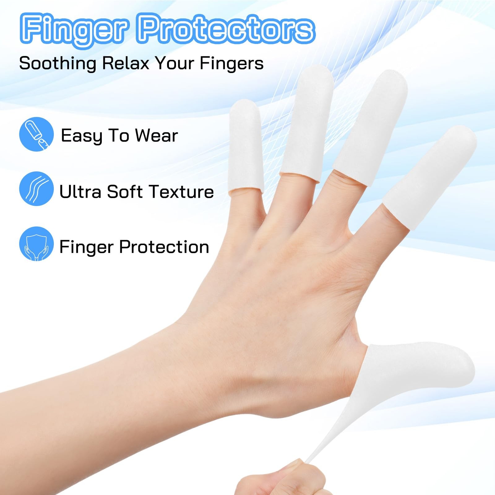 26Pcs Gel Finger Cots Silicone Finger Protectors Fingertip Bandages for Dry Skin