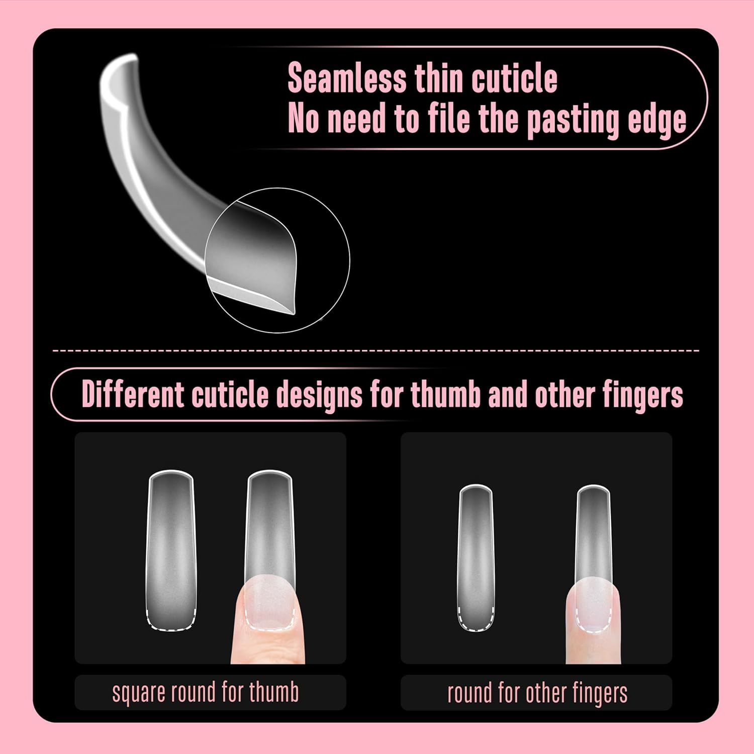 Curved Nail Tips 240pc XXL Square Full Cover, Long XL Acrylic Press-On Nails Kit