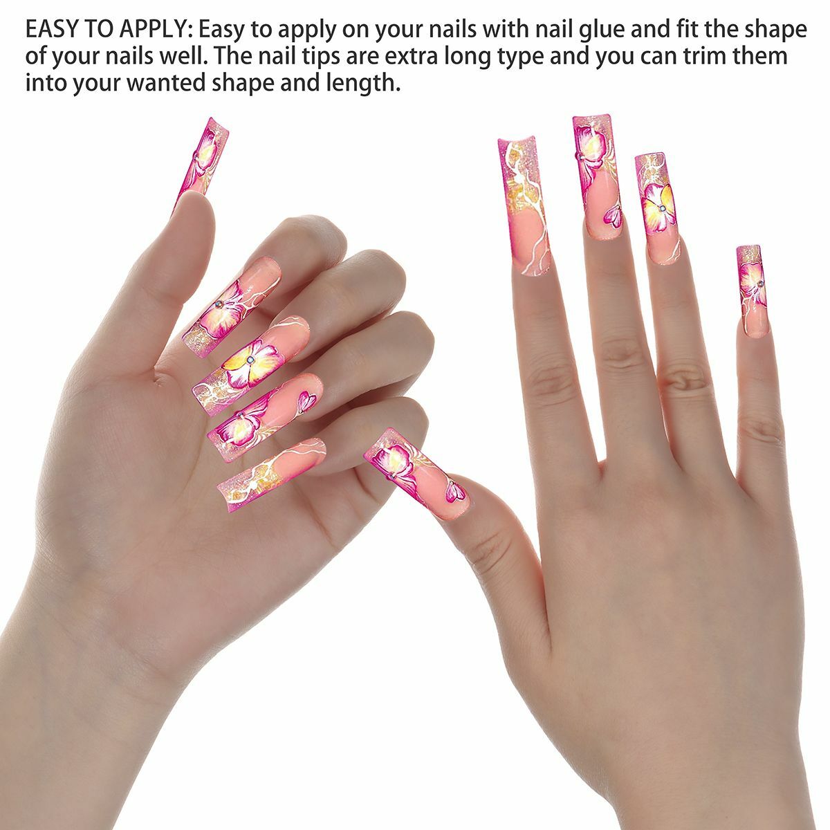 500Pcs XXL C Curve Nail Tips Extra Long Square Fake Nails Half Cover False Nails