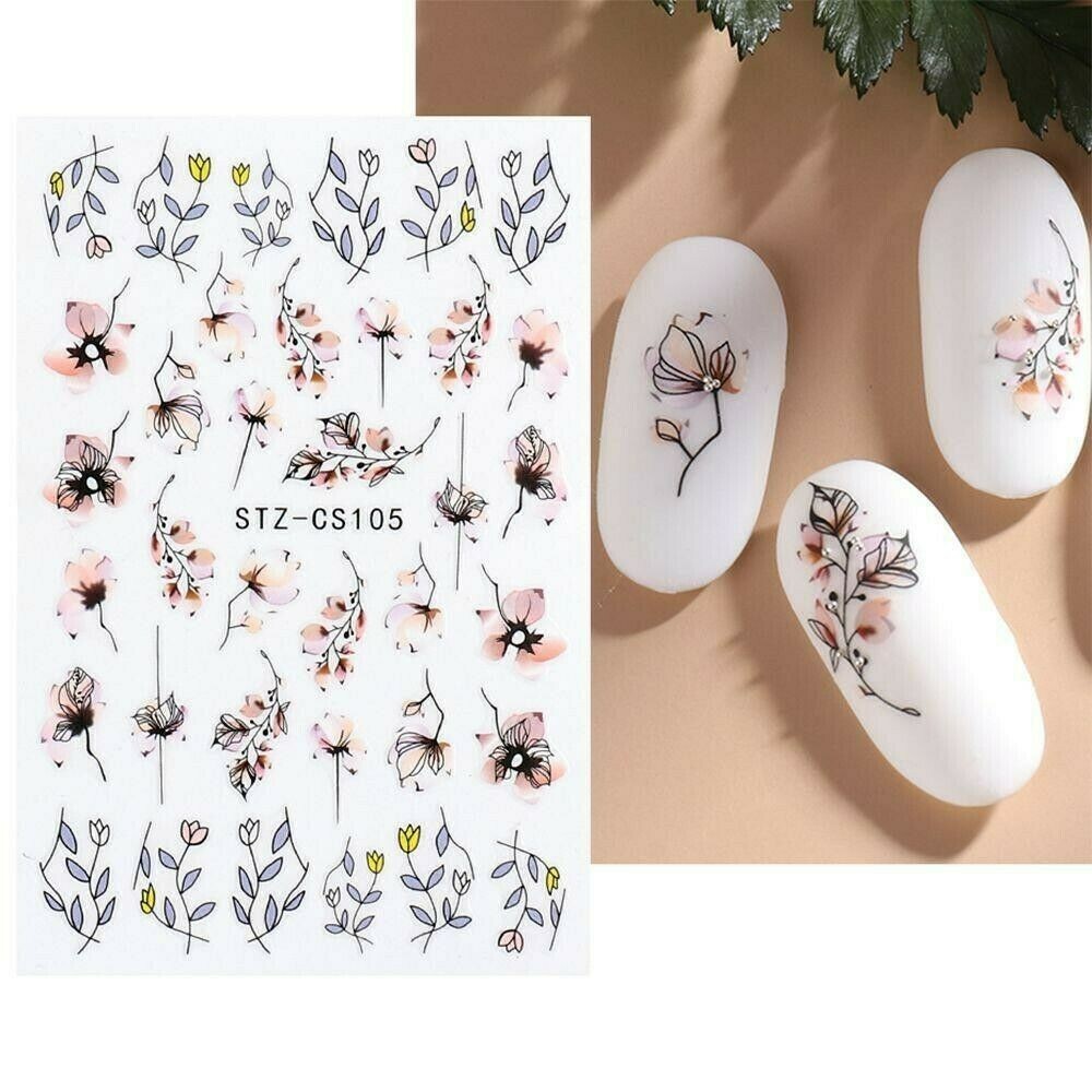 Nail Art Stickers Transfers Decals Spring Summer Flowers Fern Floral Petal NS32