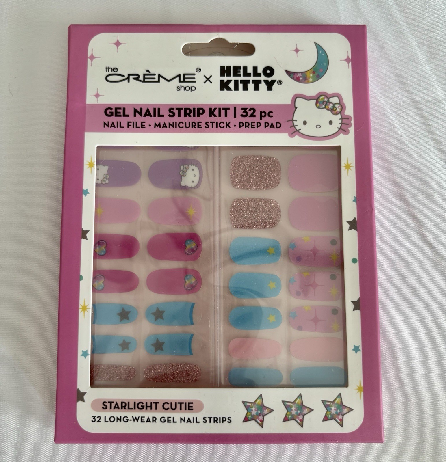 The Crème Shop x Hello Kitty Gel Nail Strip Kit 32 Pieces Starlight Cutie NEW