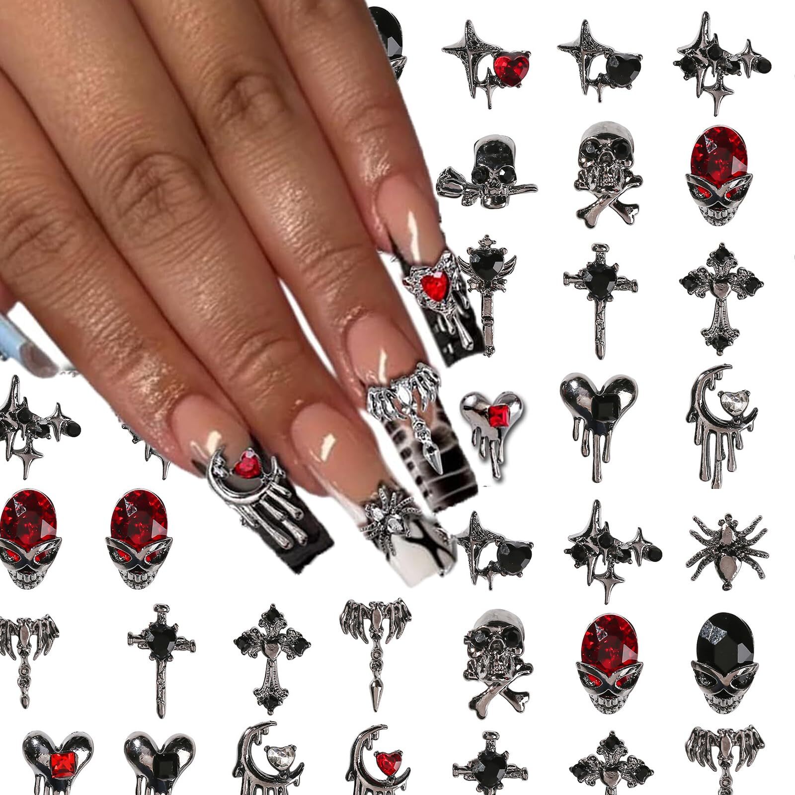 32 Pcs Halloween Nail Charms 3D Alloy Nail Art Charms Supplies for Women