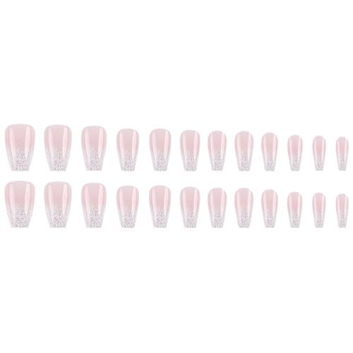 24pcs French Tip Press on Nails Short Square Pink French Tip Press on Nails-12