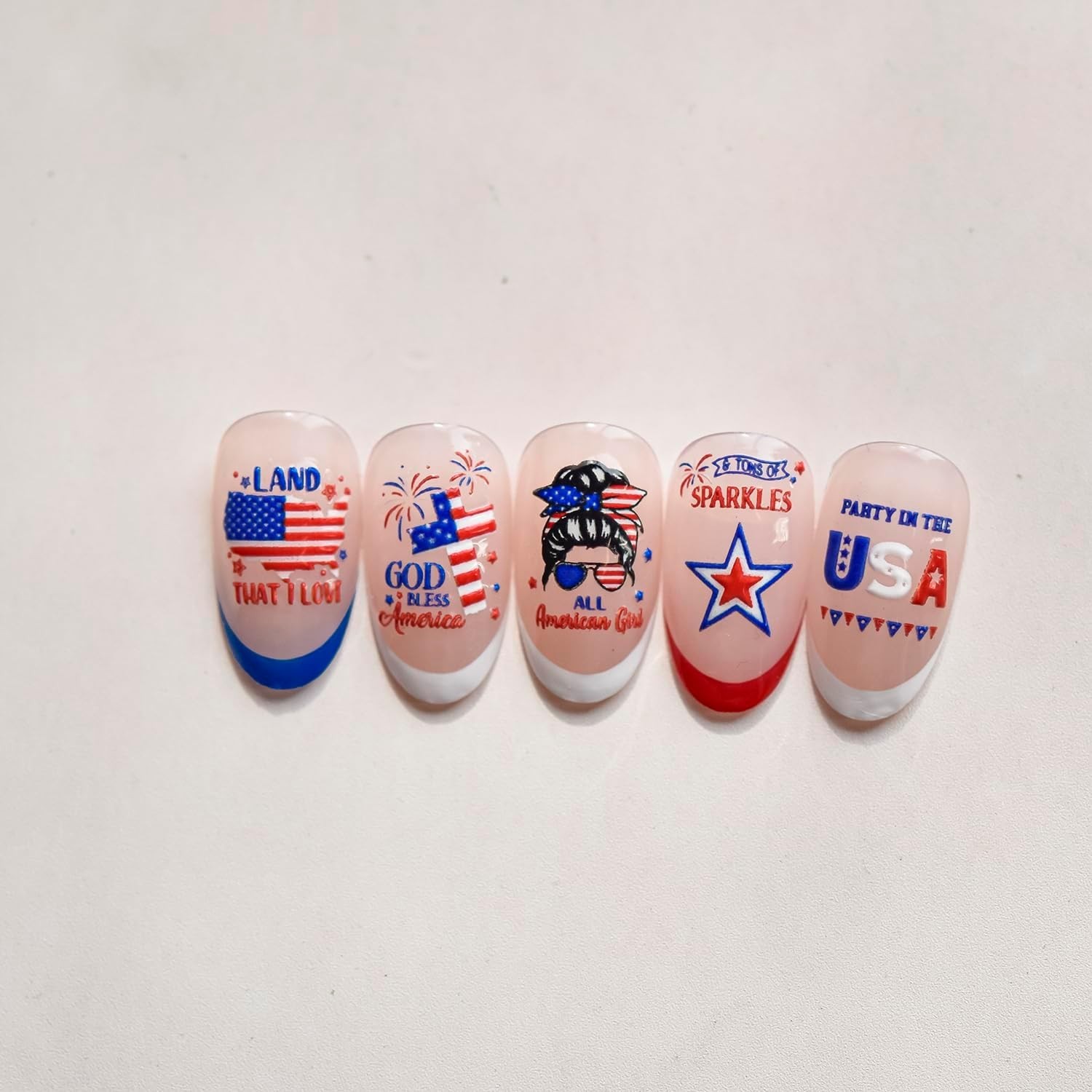 4th of July Nail Art Stickers Star Flag 5D Embossed Self-Adhesive Independence