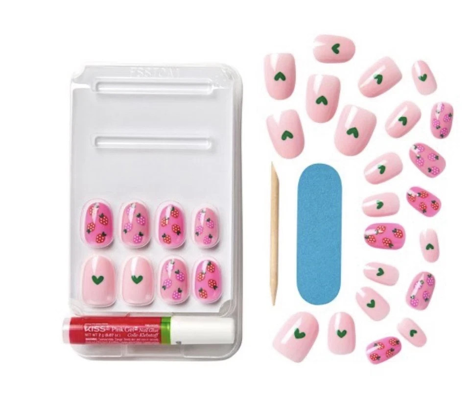 KISS 2-Pack Voguish Fantasy Press on Nails 93070 FV112X Strawberry