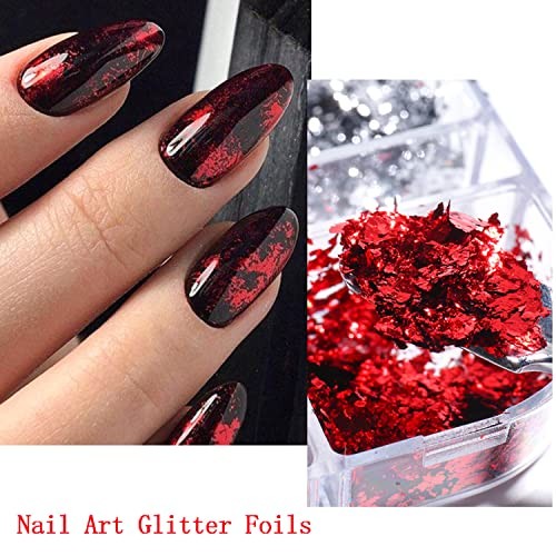 Holographic Nail Glitter 12 Colors Sparkly Ultra-Thin Aluminum Foil Nail Foils