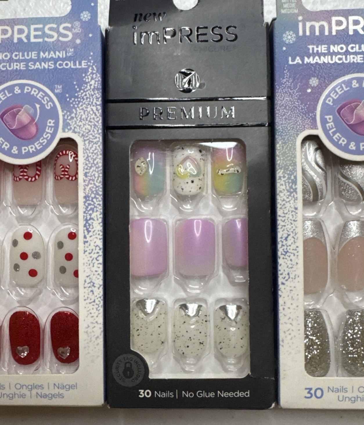 (3x) Kiss Peel & Press On Nails – Short/Medium – No Glue Mani