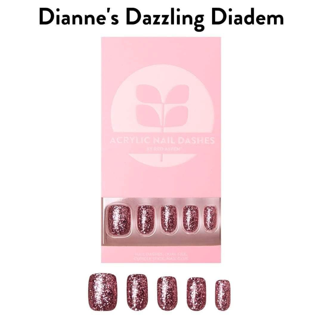 Red Aspen Press On Nails-Dianne’s Dazzling Diadem ACRYLIC • Squoval • Glitter