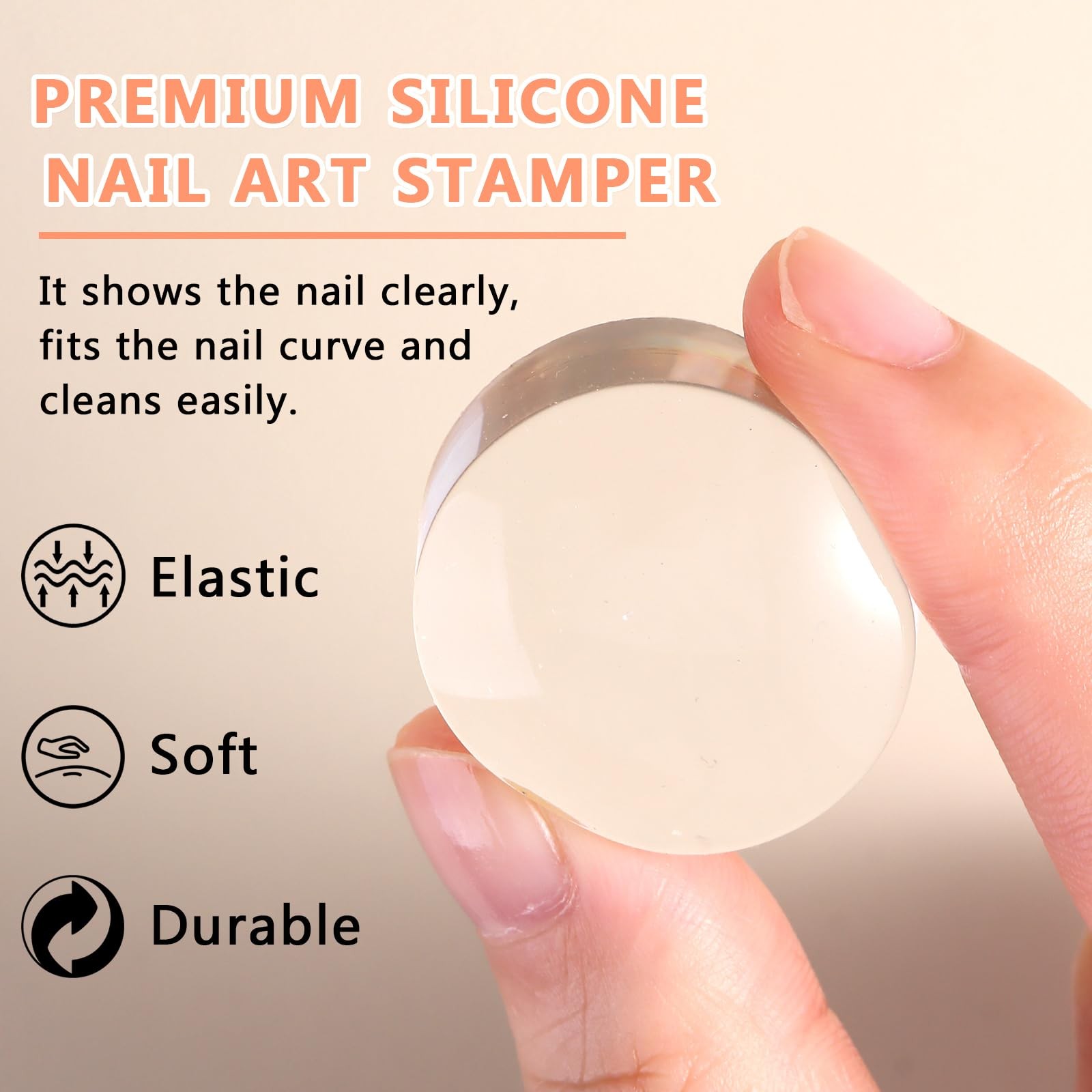 French Tip Tool- 4 Pcs Nail Stamper Kit Clear Silicone Nails Stamping Long & …