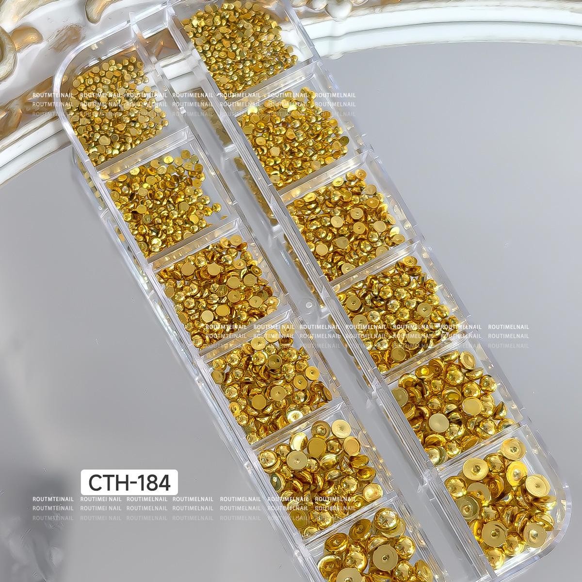 Mixed Half Pearls & Dollar Charms Set, Gold Silver Alloy Nail Decor in 12 Grid