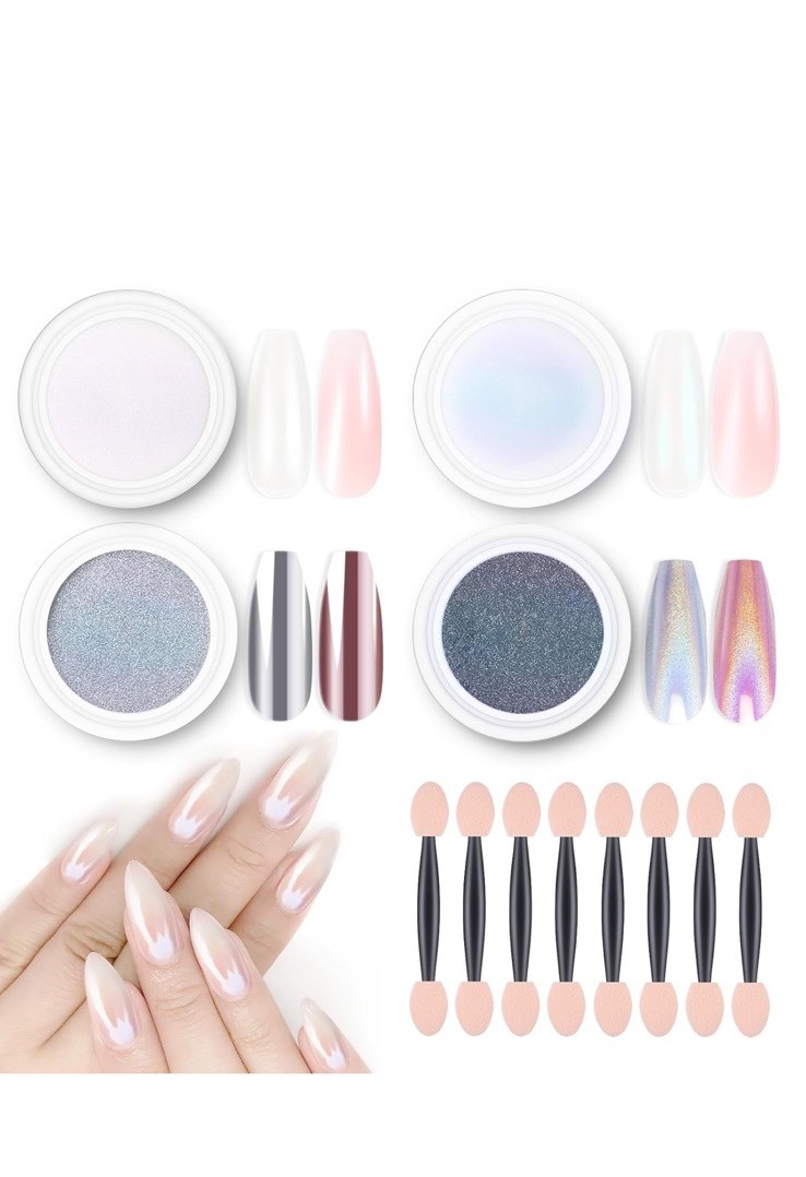 Artdone Chrome Nail Powder Magic White Pearl Mirror Effect Aurora Mermaid AM2