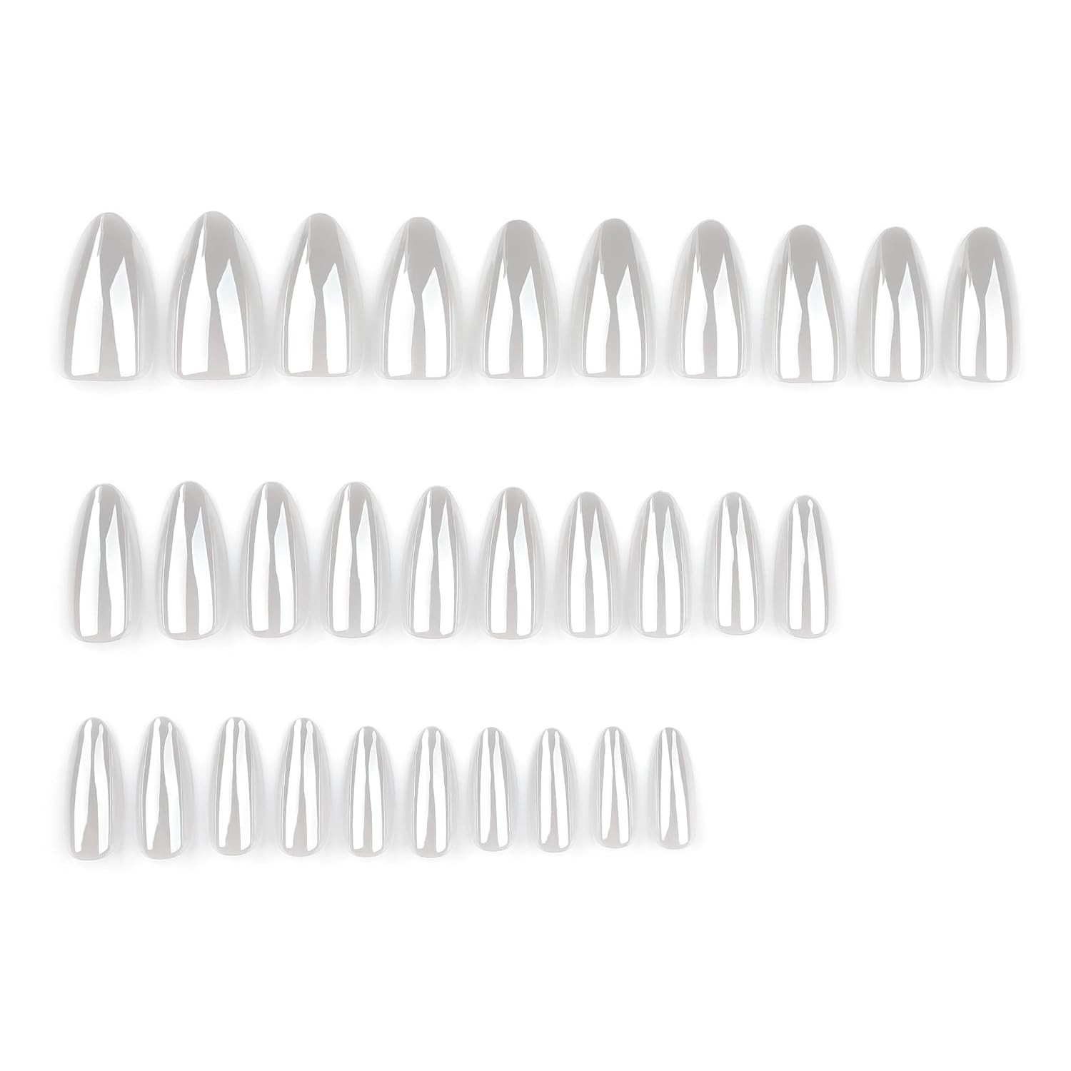 Glamorous 24 Pcs Chrome White Almond Nails – Safe Acrylic Full Cover Design