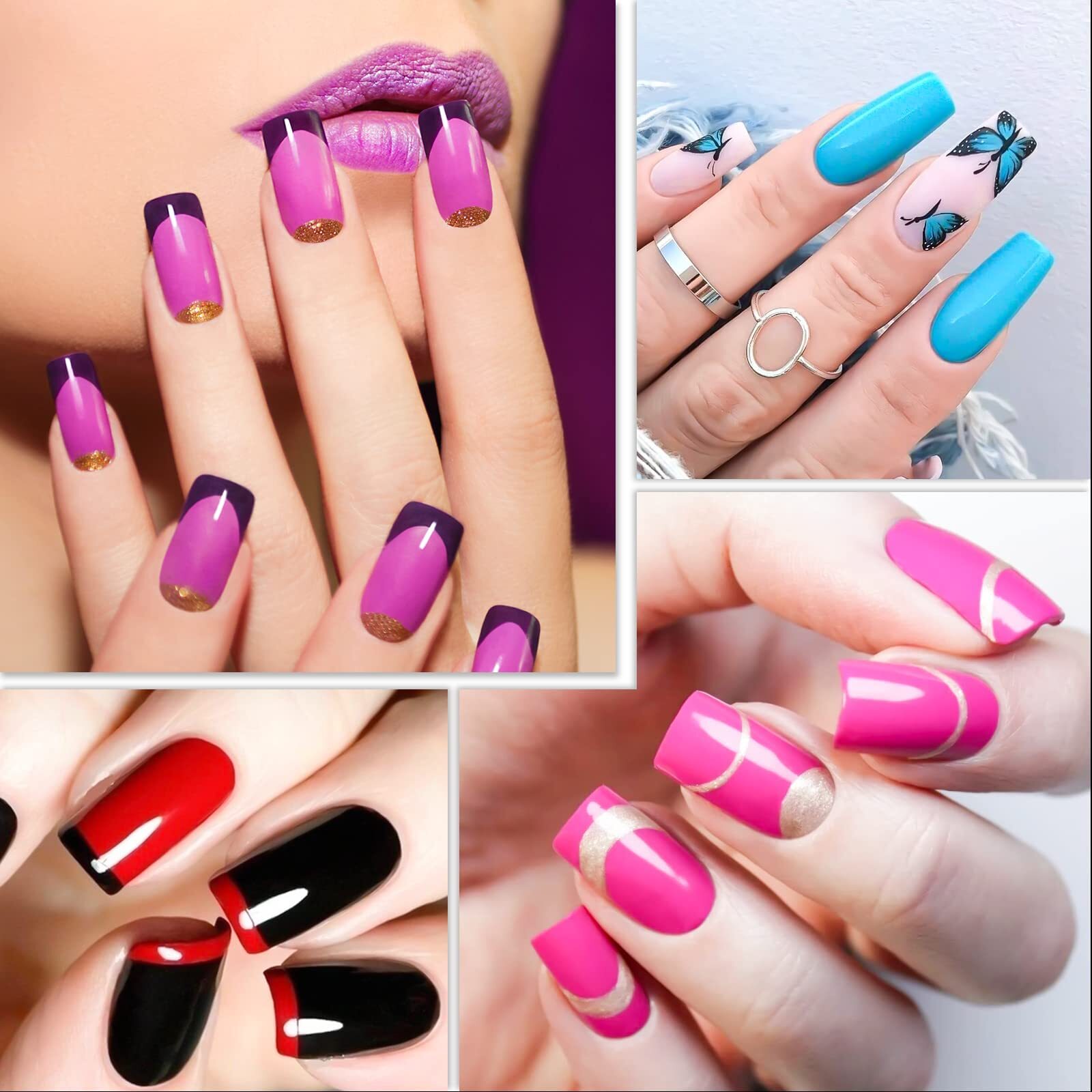 500pcs Half Cover False Nails Tips Acrylic Nail Tips 10 Sizes Lady French Style