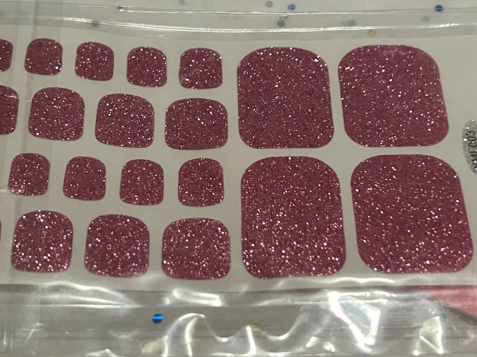 3 SETS – Unbranded Nail Wraps Stickers Self Stick Pedicure – Glitter Pinks