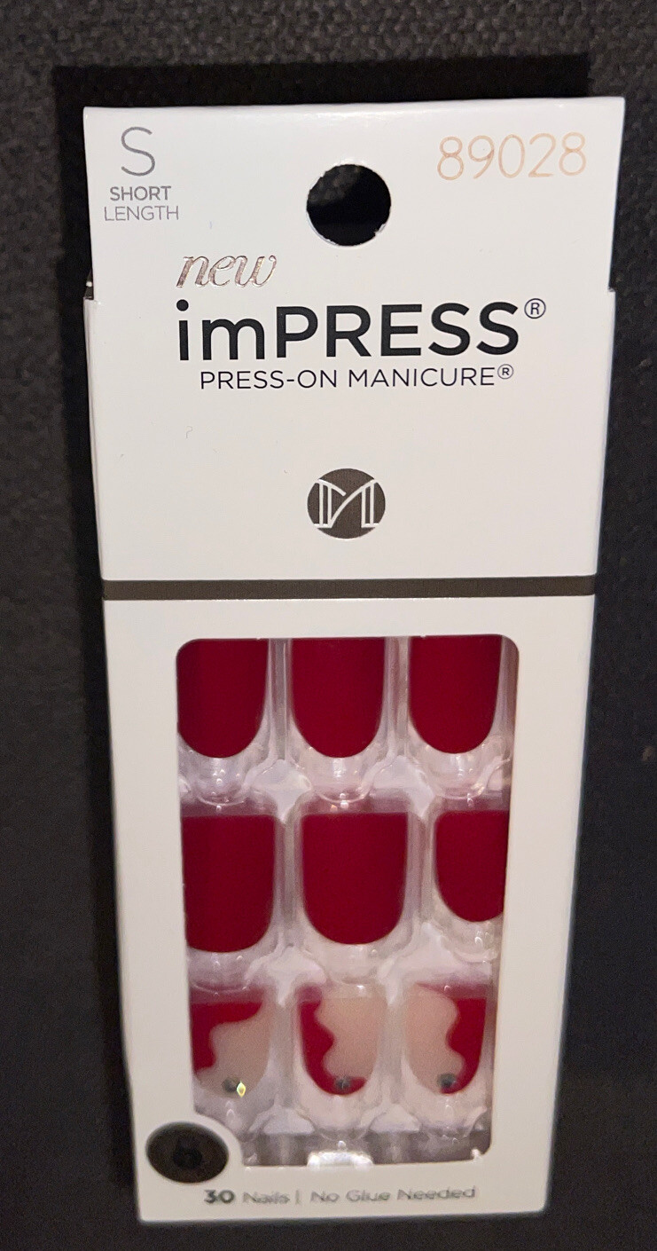 Kiss imPRESS Press-on Manicure Short 30 Red Nails “ADORE YOU”💅