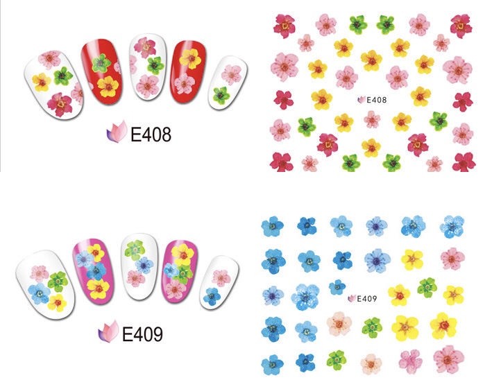 3D Nail Art Sticker Multi Color Cherry Blossom Flower Decals Peel & Stick DIY
