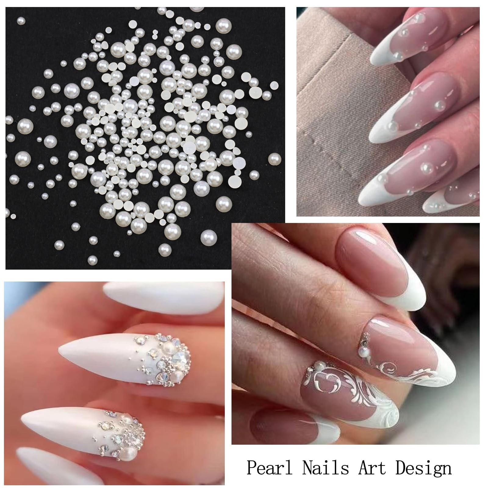 4 Boxes Flatback Rhinestones and Pearls Nail Charms for Acrylics – Crystals, …