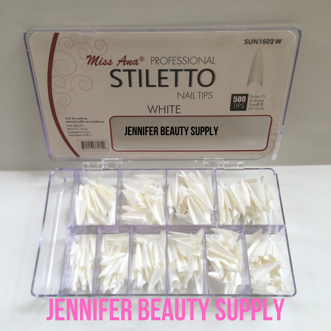 500 PCS STILETTO FRENCH FALSE FAKE ACRYLIC NAIL TIPS COFFIN NAILS LONG
