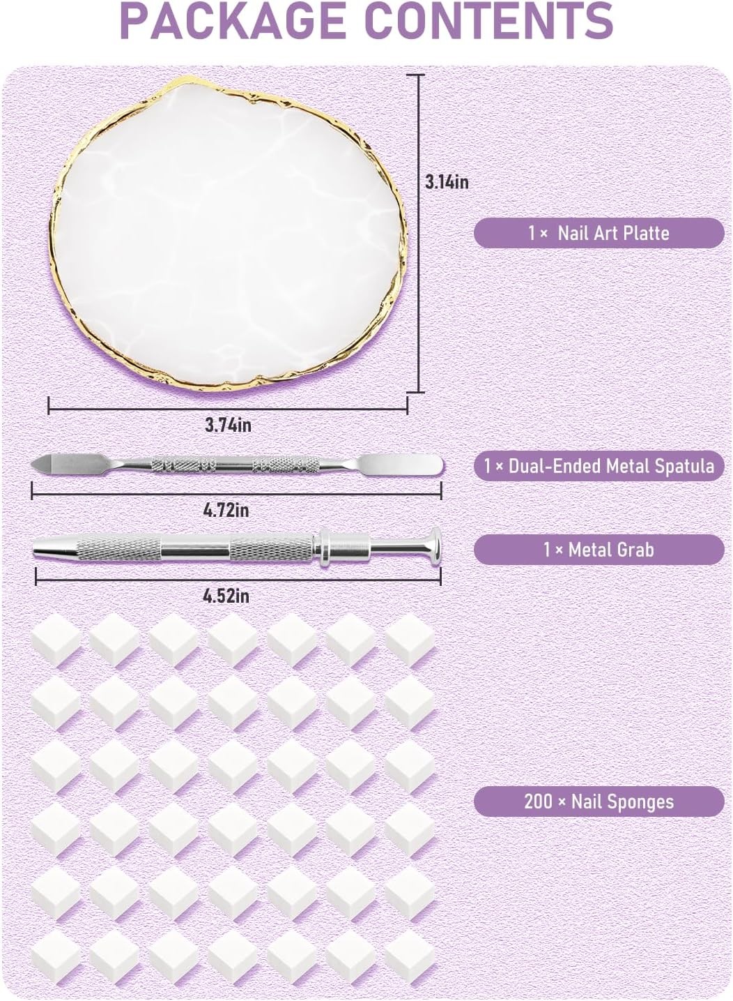 Nail Spons for Ombre with Nail Art Palette, Grabbing Pen & Spatula