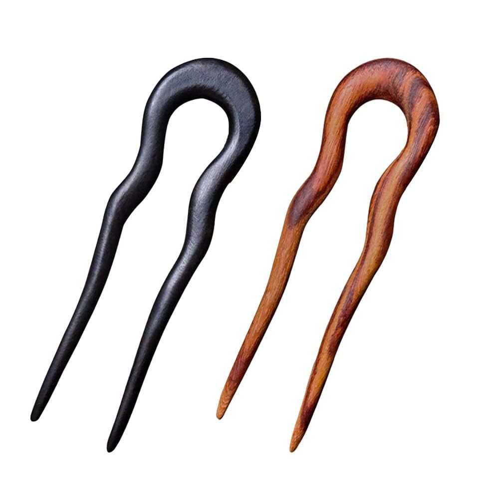CHOISBEING Wooden Hair Sticks for Women, 1 Count (Pack of 2), rosewood, ebony