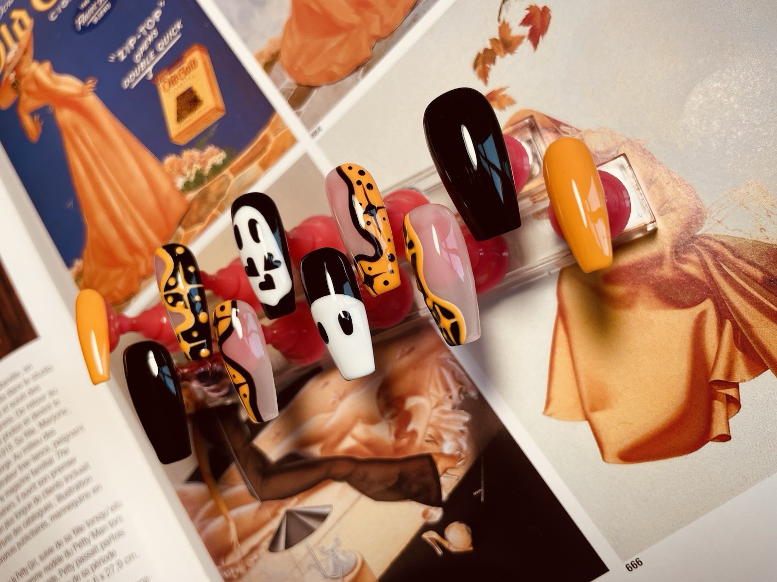 Halloween Press-On Nails Long Coffin Custom Set sz SM