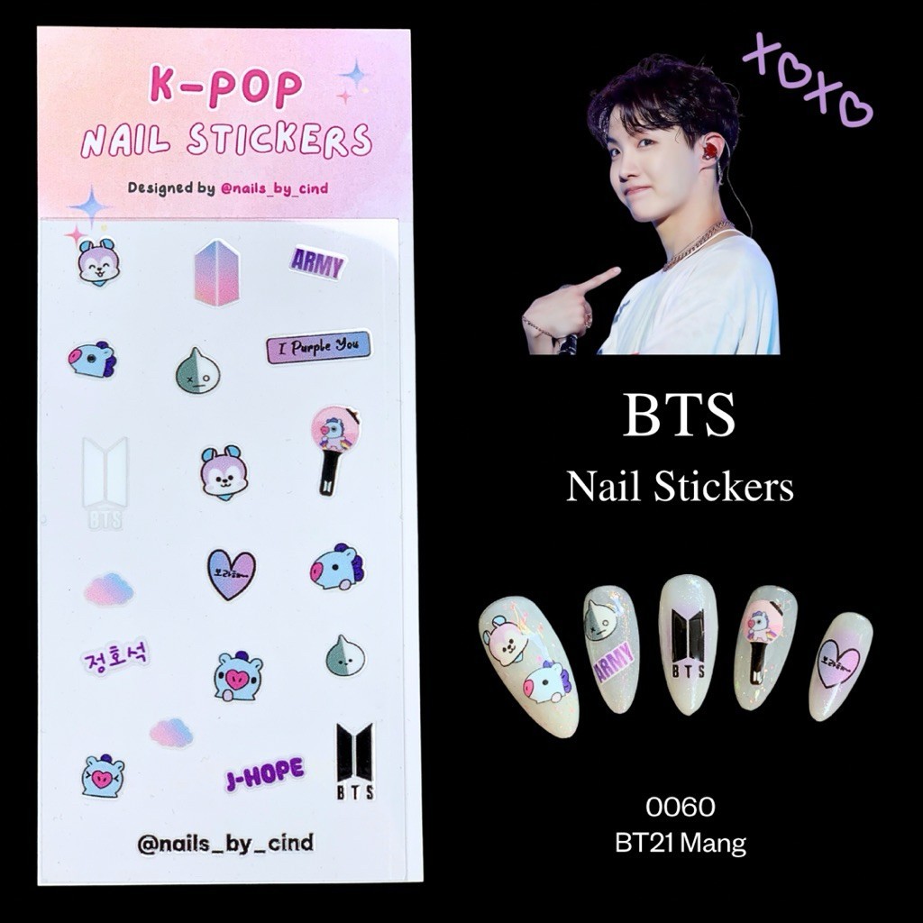 BANGTAN SOYEON DAN BTS ARMY PURPLE KPOP NAIL STICKER FAN MADE KOREA JUNGKOOK Z10