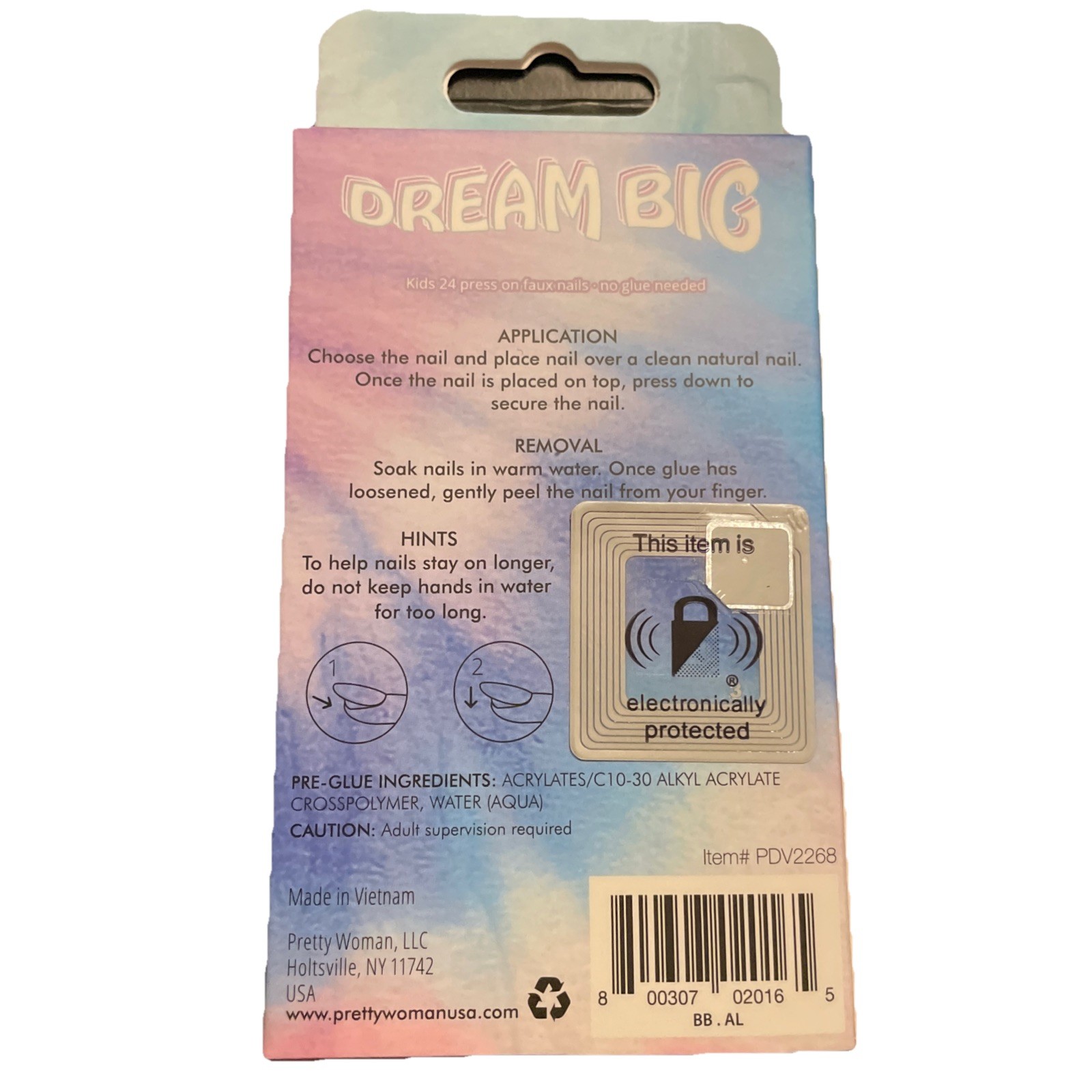 Pretty Woman Kids Press On Nails Short Length Tie Dye~ 24 Various Sizes ~New