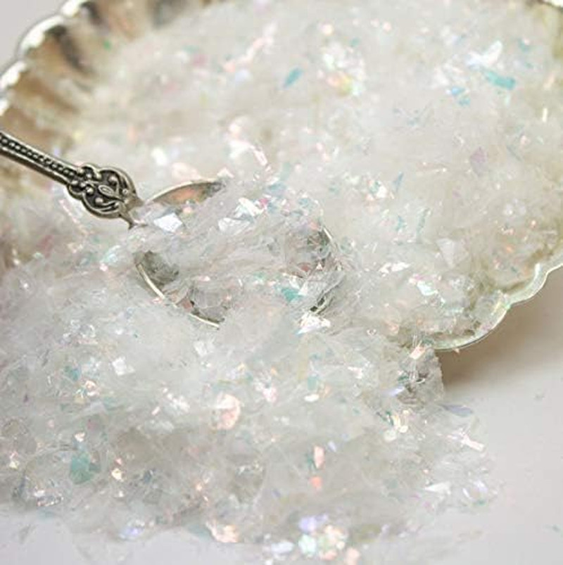 Snow White Flitter Flakes Iridescent Ice Glitter Flakes for Nail Art – Lightweig