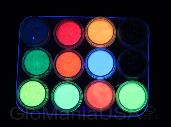 Glitter Neon Visible Glow in the Dark Powder Hearts Butterflies