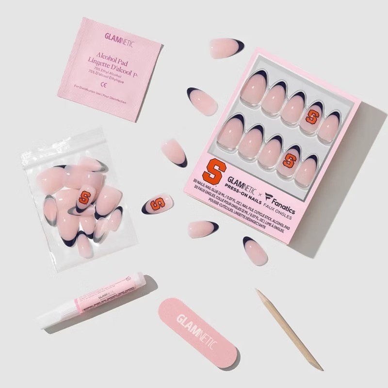 Syracuse Orange Press-On Nails: Almond Shape, Gloss Finish, 30 Pieces