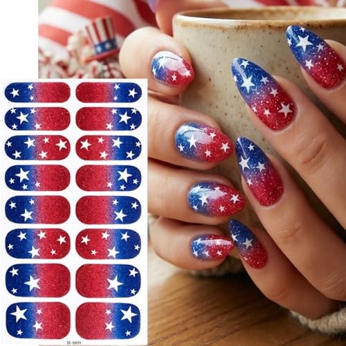 4 Sheets 4th of July Nail Stickers for Nail Art Self-Adhesive Stickers-15